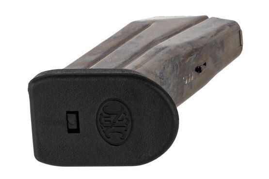 The FN America FNS-9C 9mm magazine features a polymer flush fit base pad